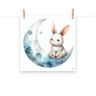 Lamina infantil conejito en la luna