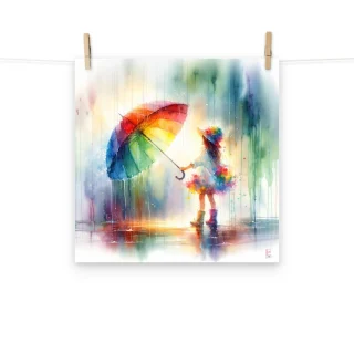 Lamina infantil Niña bajo la lluvia