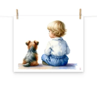 Lamina infantil Niño y Perro