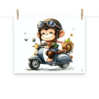 Laminas decorativas Mono en moto