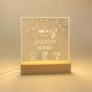 Lampara Personalizada Datos Nacimiento Pirata