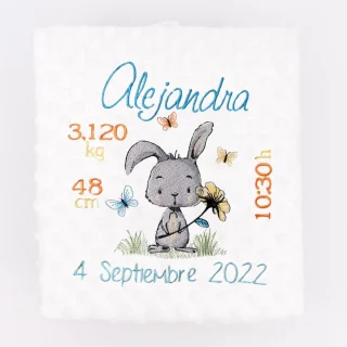 Manta Bebe Datos Nacimiento Conejito Flor