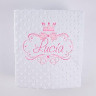 Manta Personalizada Bebé Lazos Corona Princesa Nanetes