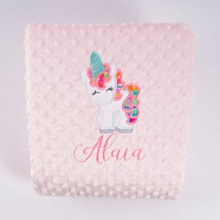 Manta Personalizada Bebé Unicornio Telas Nanetes
