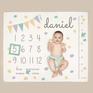 Manta cumplemeses personalizada Banderines