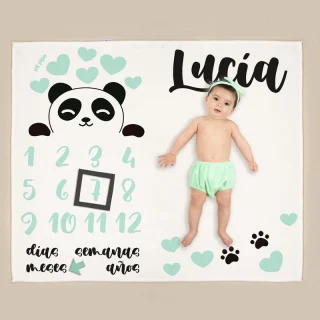 Manta cumplemeses personalizada Panda