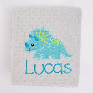 Manta Personalizada Bebé Dino Triceratops Nanetes