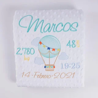 Manta Personalizada Bebé Globo Datos Nacimiento Nanetes