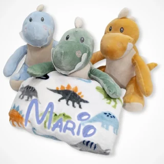 Manta Bebe con Peluche Dinosaurios