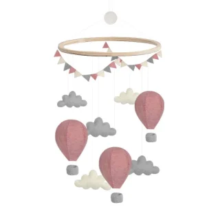 Móvil artesanal Globos Rosa