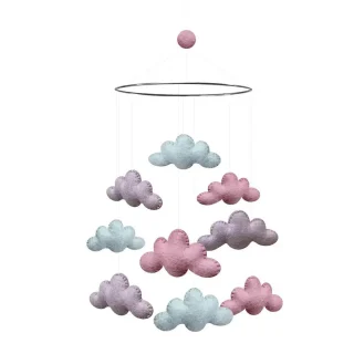 Móvil artesanal Nubes rosa