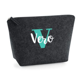 Neceser personalizado de fieltro antracita