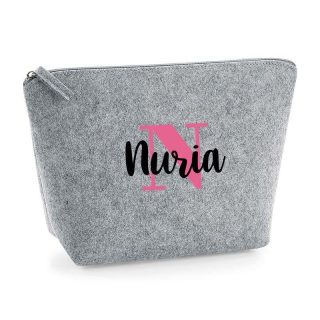 Neceser personalizado de fieltro gris