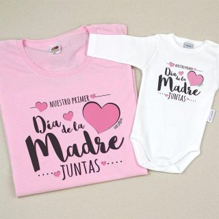 Camisetas Mama/Hijo Primer dia madre rosa
