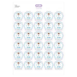 Pegatinas personalizadas primera comunión azul