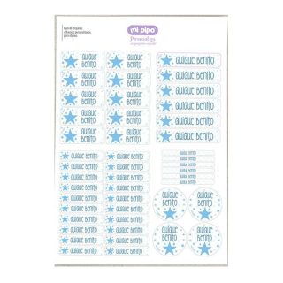 Pack 46 Etiquetas Personalizadas Estrella Azul