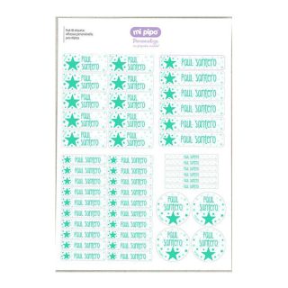Pack 46 Etiquetas Personalizadas Estrella Menta