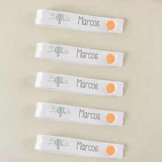 Pack 5 cintas cuelga ropa personalizadas Globo