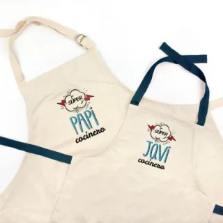 Delantal Papa Hijo Super Cocineros azul