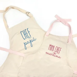 Delantal Papa Hijo Chef mini chef rosa