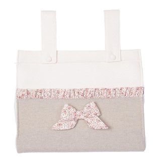Panera Carro Bebe Pique Beige Lino Flores Bebiti Nanetes
