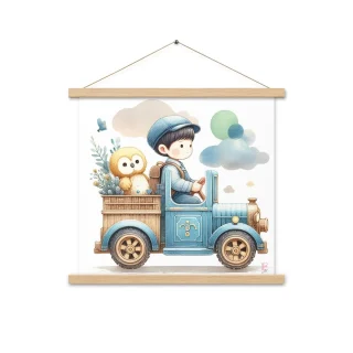 Poster colgador Coche azul