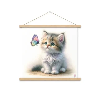 Poster colgador Gatito Mariposa