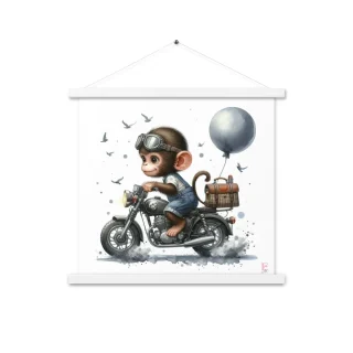 Poster colgador Monito en Moto