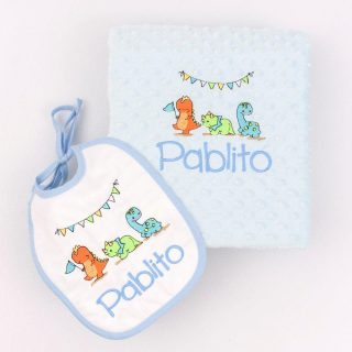 Regalo Bebe Manta con babero Dino Friends Nanetes