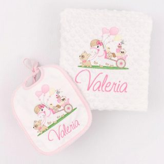 Regalo Bebe Manta con babero Caballito Nanetes