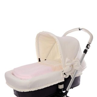 Saco Capazo Bebé a Medida Punto Valencienne Rosa Bebiti By Nanetes