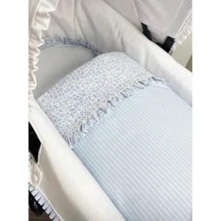 Saco Capazo Celeste flores/rayas Nanetes