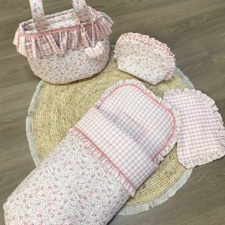 Saco Capazo Vichy Flores maquillaje Nanetes