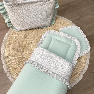 Saco Capazo Desenfundable Menta Flores Bebiti Nanetes