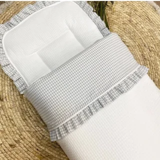 Saco Capazo Desenfundable Vichy Gris Bebiti Nanetes