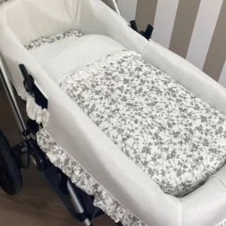 Saco Capazo Florecitas gris bambula Nanetes