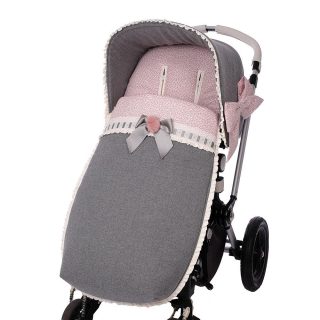 Saco Silla Invierno Paseo Bebé a Medida Pompón Flores Bebiti by Nanetes