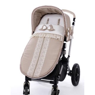 Saco Silla Invierno Paseo Bebé a Medida Piqué Puntillas Bebiti by Nanetes