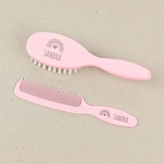 Cepillo y peine personalizados Bebe Arco Iris