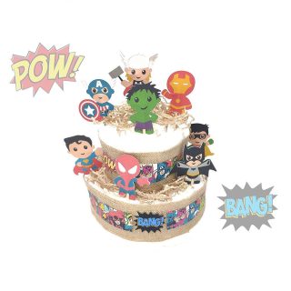 Tarta de Pañales Súperheroes