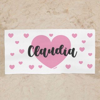 Toalla Ducha Personalizada Corazón Rosa