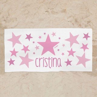 Toalla Ducha Personalizada Infantil Estrellas Rosa