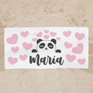 Toalla Ducha Personalizada Infantil Panda Rosa