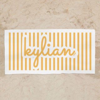 Toalla Ducha Personalizada Rayas Amarilla