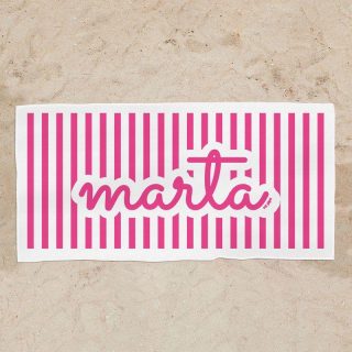 Toalla Ducha Personalizada Rayas Fuxia