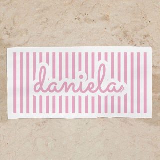 Toalla Ducha Personalizada Rayas Rosa