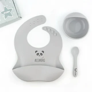 Vajilla Bebe Silicona Personalizada Panda