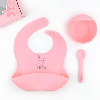 Vajilla Bebe Silicona Personalizada Cisne